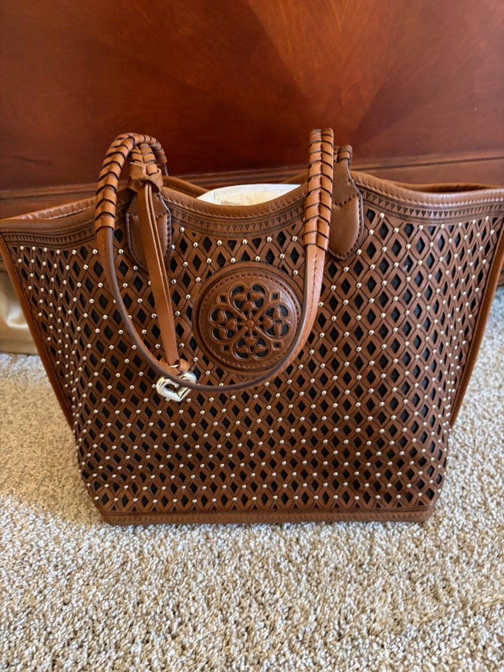 Brighton Riva Russet Leather Tote with Heart Charm - Picture 3 of 13